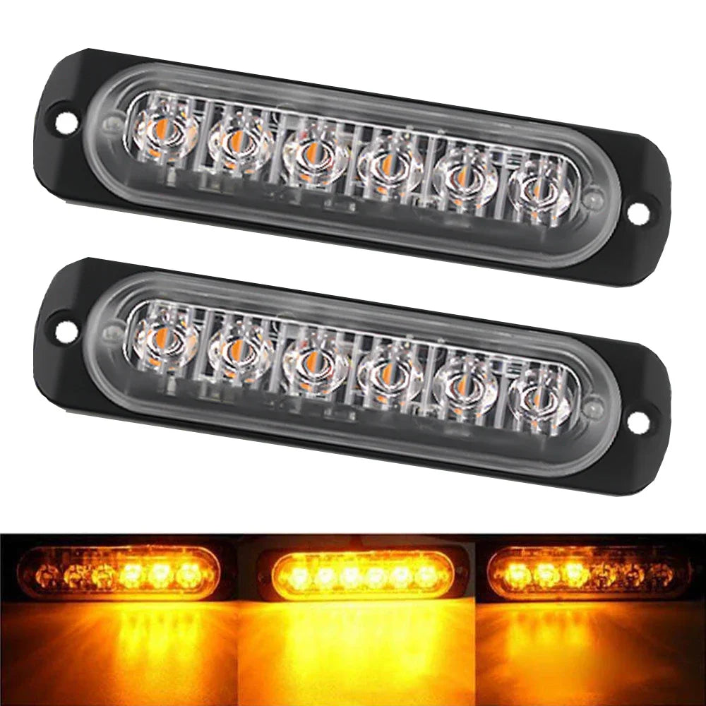 2X Truck 12V 24V 6SMD Strobe Warning Grille Flashing