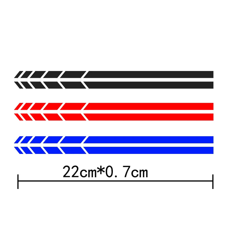 Sets 4PCS Stripe Stickers Black Silver 0.7cm Vinyl Decals