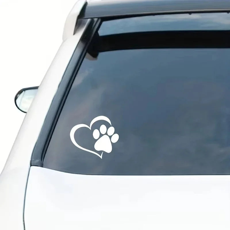 1PC Heart Dog Cat Paw Print Pet Window Bumper