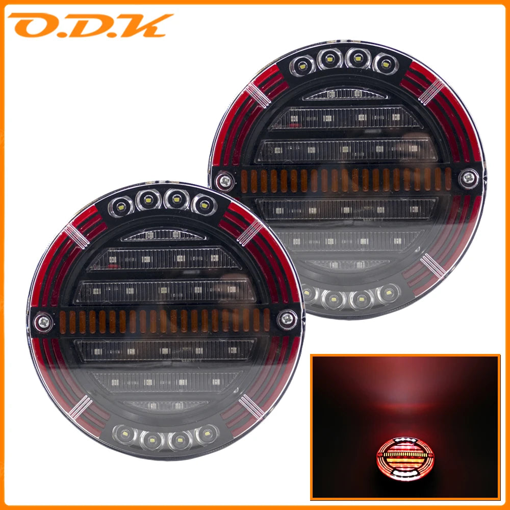 2PCS 5.3 Round Trailer Tail Brake Drl Flow Turn