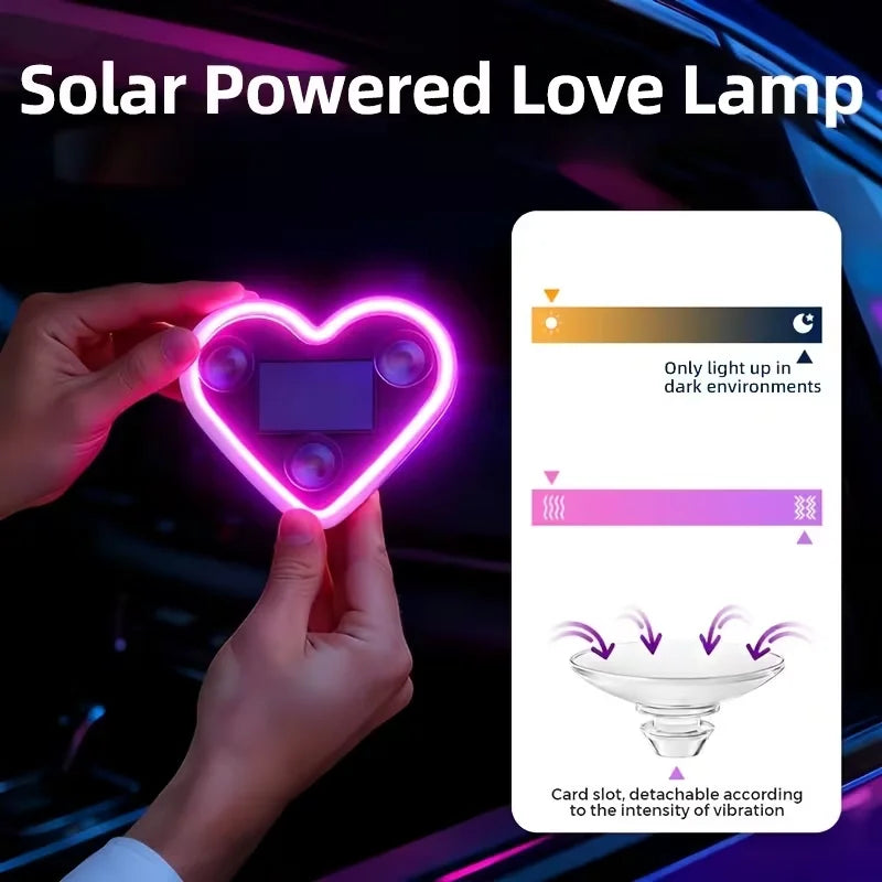 Solar Powered heart-shaped Neon Atmosphere Triangle Window Rear