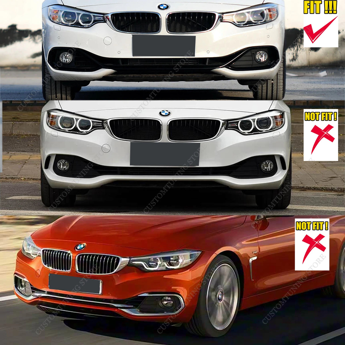 For BMW F32 F33 F36 Non-M Gloss Black Front Bumper Splitter Lip
