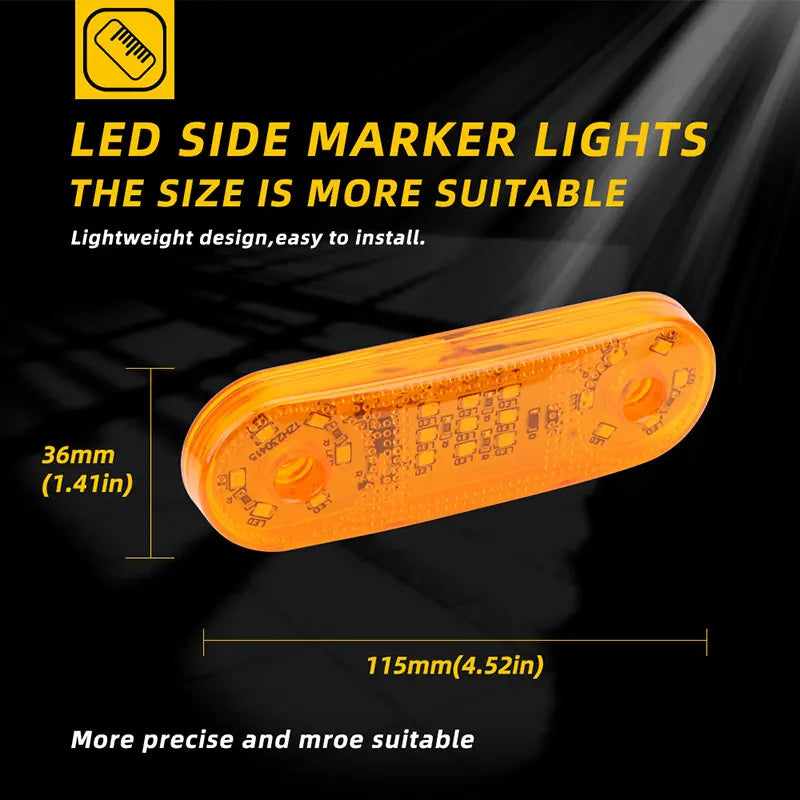 2PCS Flashing Truck Side Signal Strobe Warning Beacon 12V