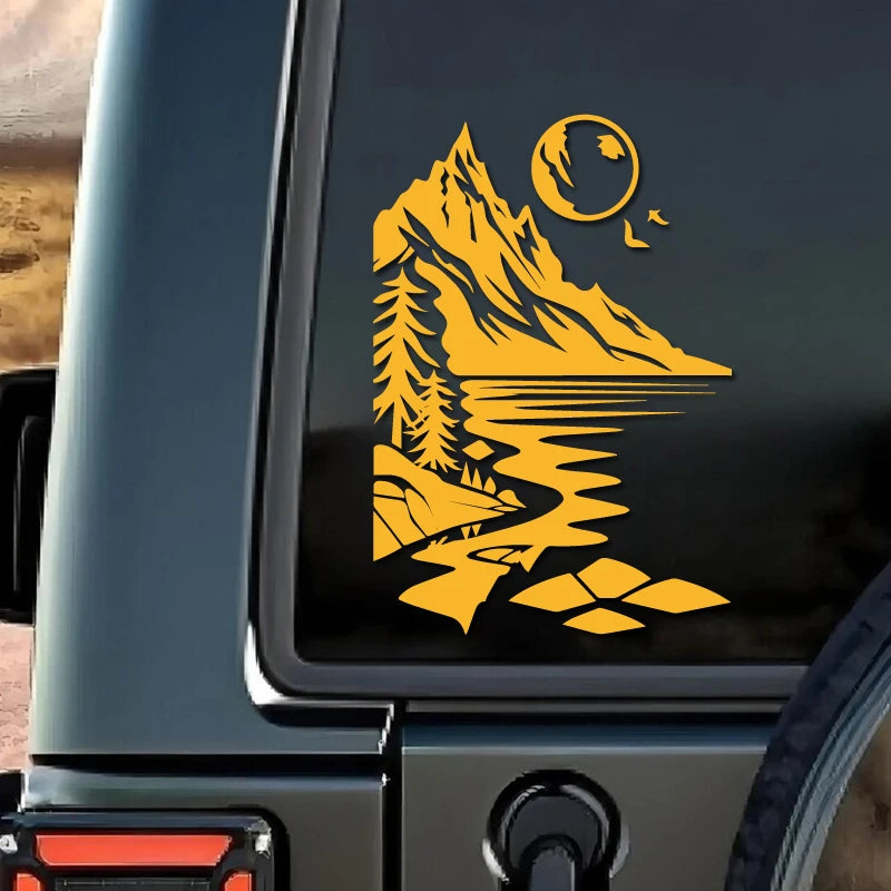 Mountain River Moon Nature Decal Waterproof Vinyl Window Bumper