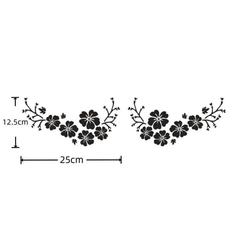 2PCS Set Stickers Flower Sticker Rear Windshield Front Bumper