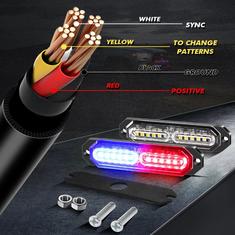 4X 12LED 24LED Grille Strobe Emergency Warning