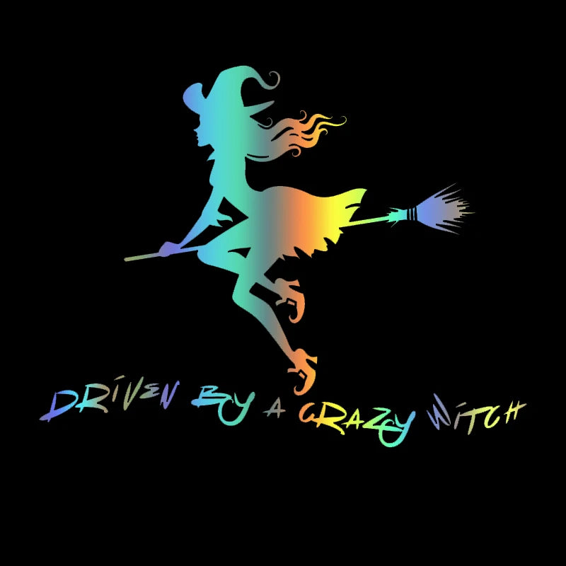 30534 Driven By A Crazy Witch Sticker Vinyl Decal