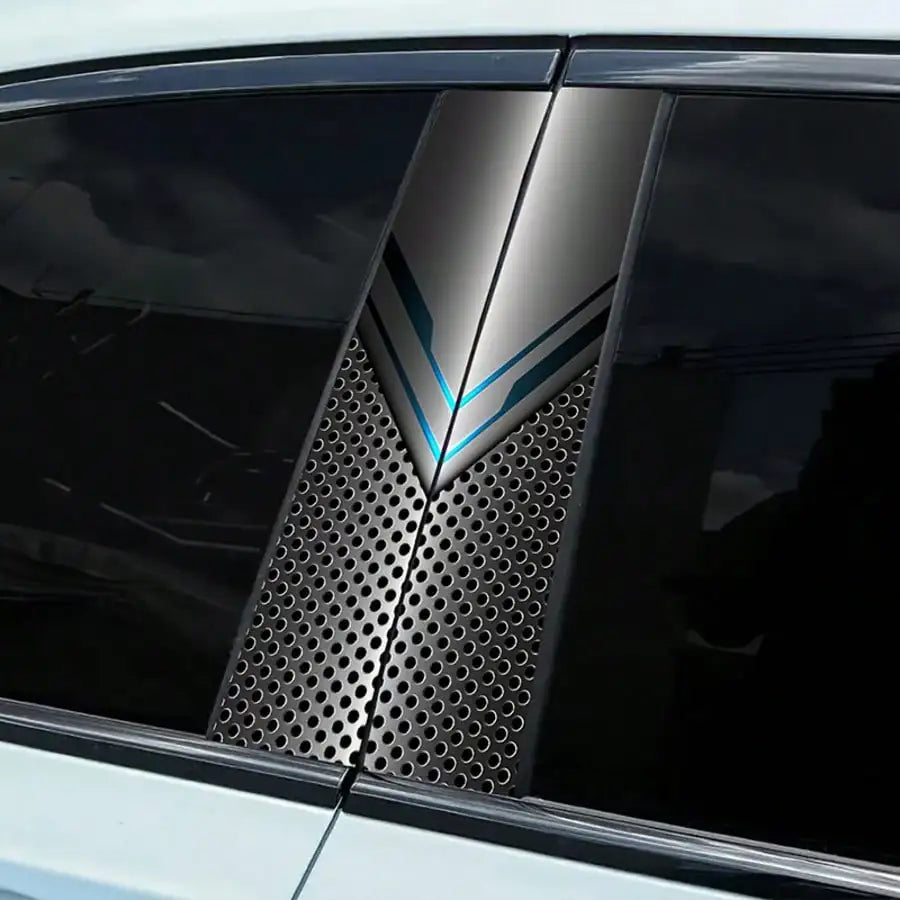 Tech Silver Blue v-chevron Pillar Decal Waterproof 3D Metal