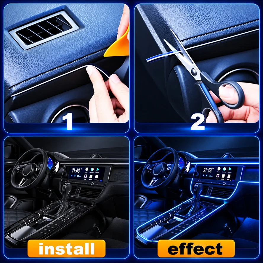 1-5m Multicolor Strip Flexibleneon El Wire Interior Ambient Party