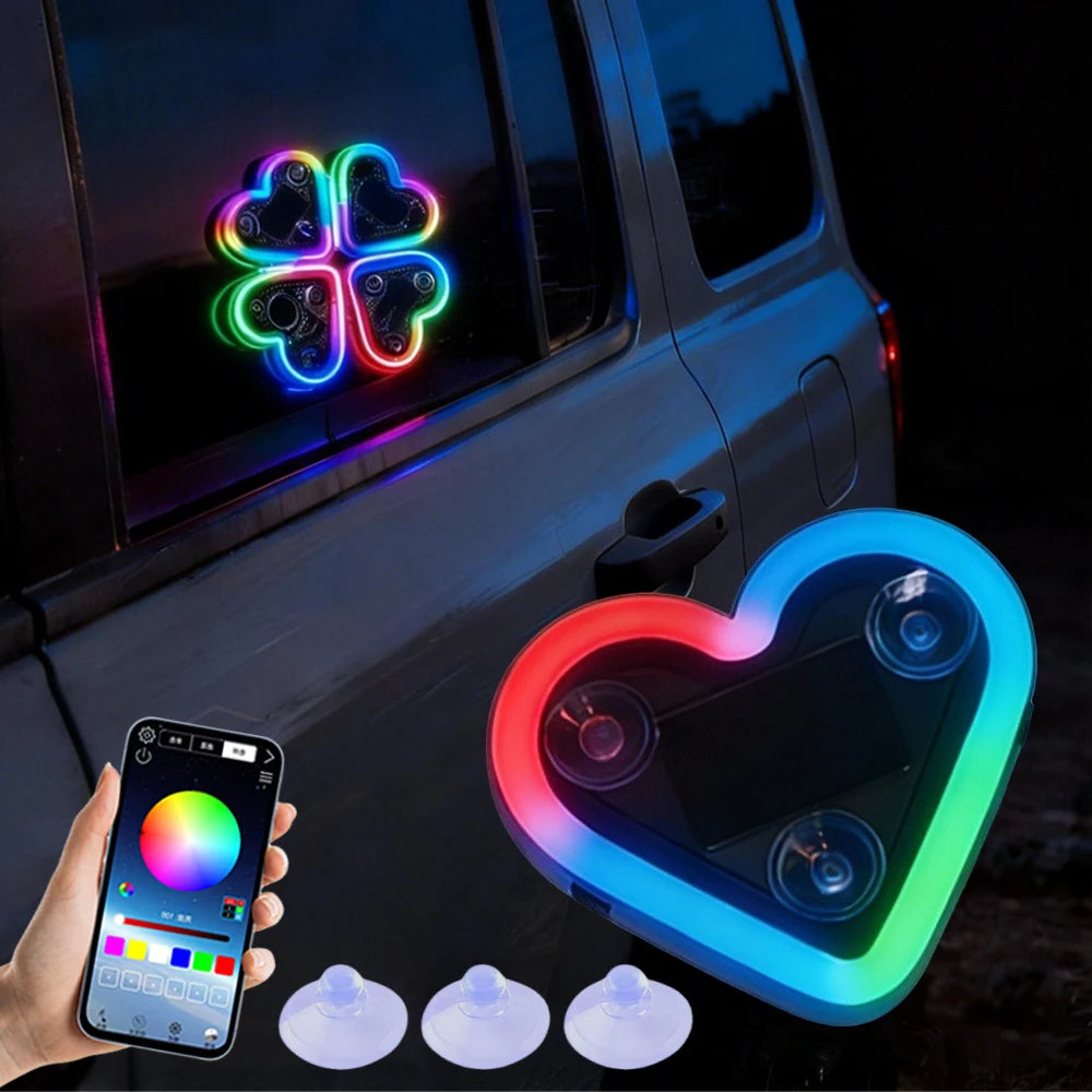 Solar Powered RGB Ambient Heart Shaped Dynamic Neon Atmosphere