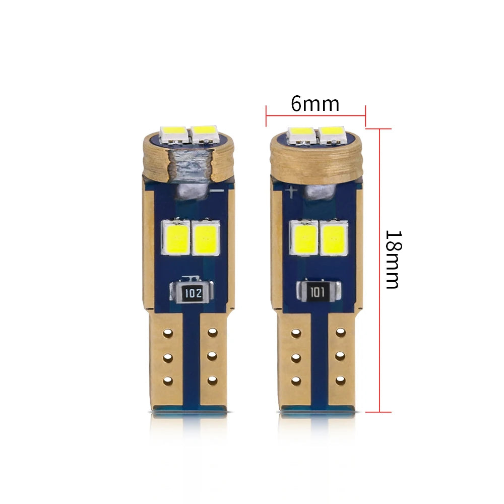 10PCS T5 Bulb W3W w1.2w 2016 6SMD Canbus Interior