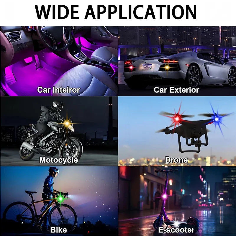 6PCS RGB Strobe Motorcycle Wireless Aircraft Airplane Helicopter