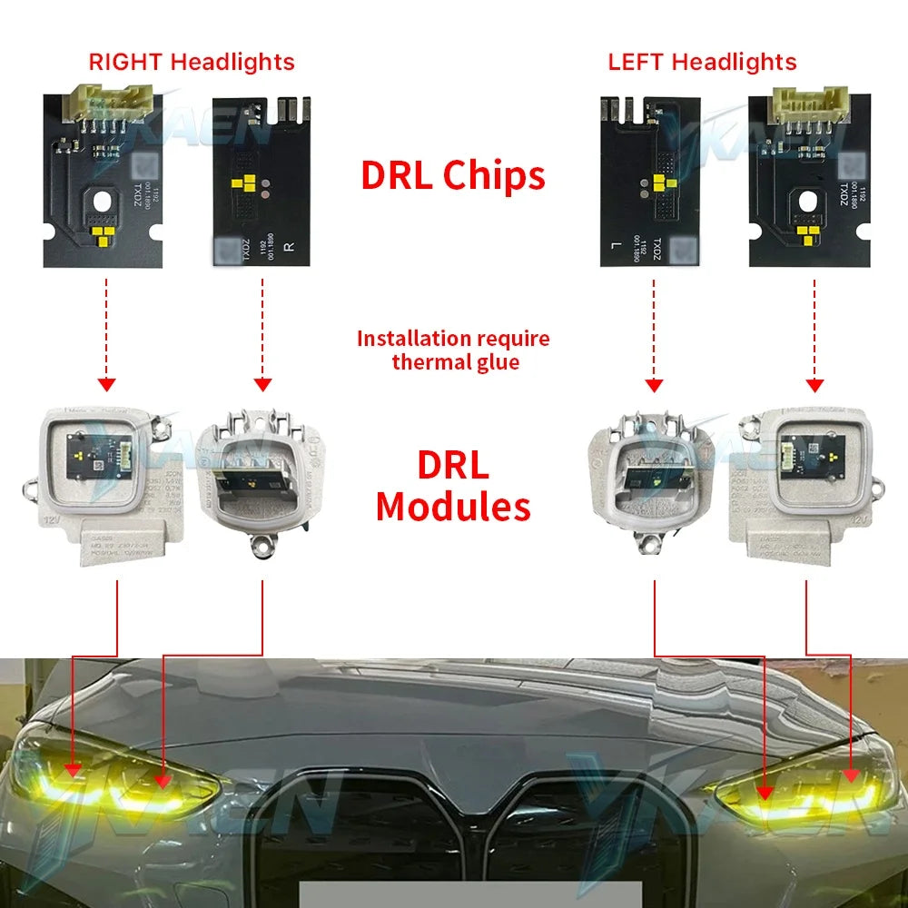 For BMW M3 G80 M4 G82 Csl Yellow Drl Boards G83 G22 G23 G26