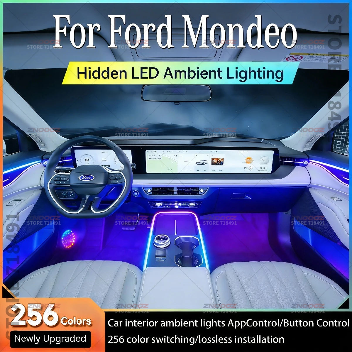 For Ford Mondeo 22IN1 RGB Interior Acrylic Ambient Hidden Strip