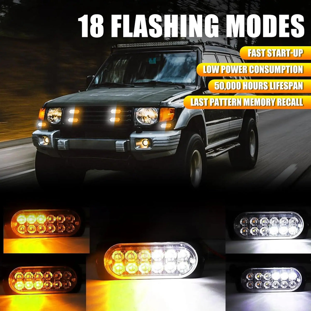 For Trailer 12LED Strobe Hazard Beacon Emergency Flashing Side