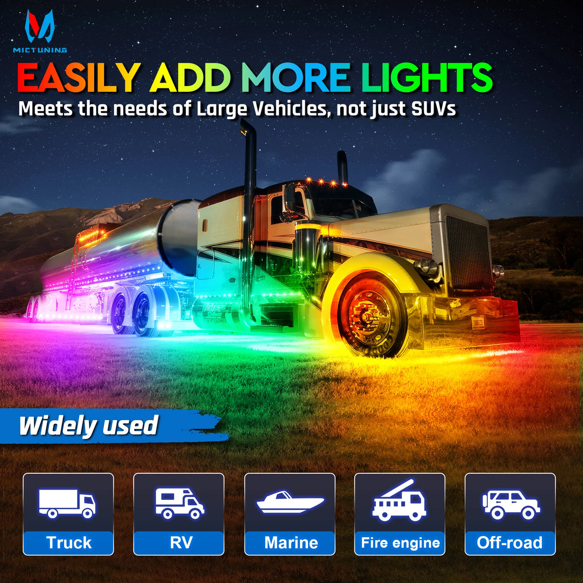 Mictuning C2 Rgbic Rock Kit 10-pod Underglow Lighting APP