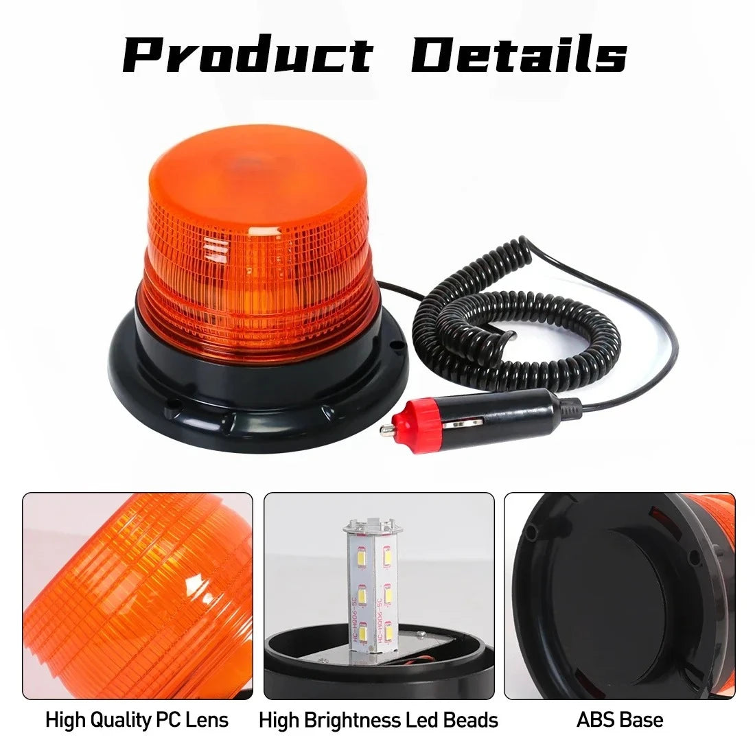 For Security Auto 12V-80V Truck Roof Warning Strobe Emergency