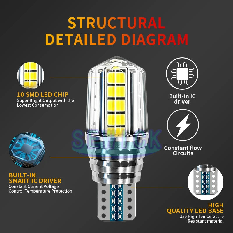 100PCS T10 Bulbs Interior Wedge Turn Side 168 194