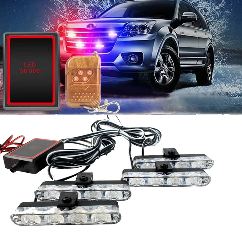 In Red Blue Emergency Flash 12V Wireless Remote Control