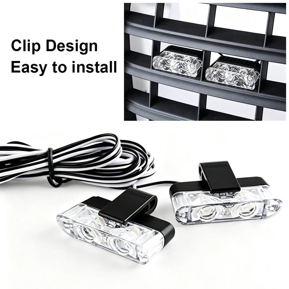 Grille Clip Strobe Amber Yellow Flash Warning 12V Bumper