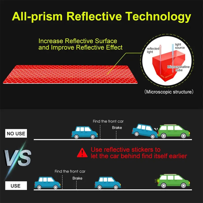 Wheel Hub Reflective Stripes Door Handle Safety Warning Sticker