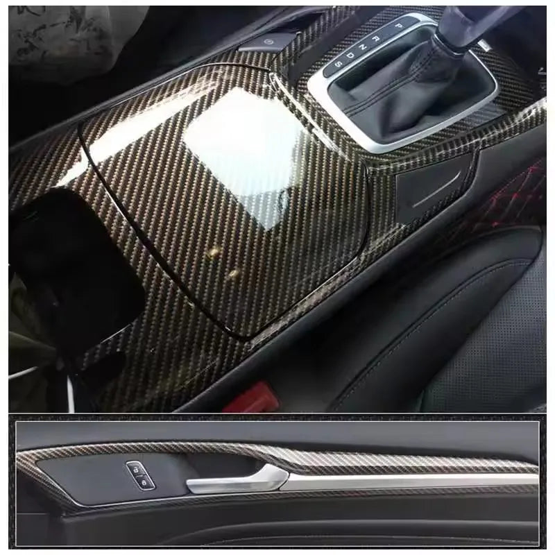 Super Glossy Black Gold Carbon Fibre Vinyl Sticker Wrap