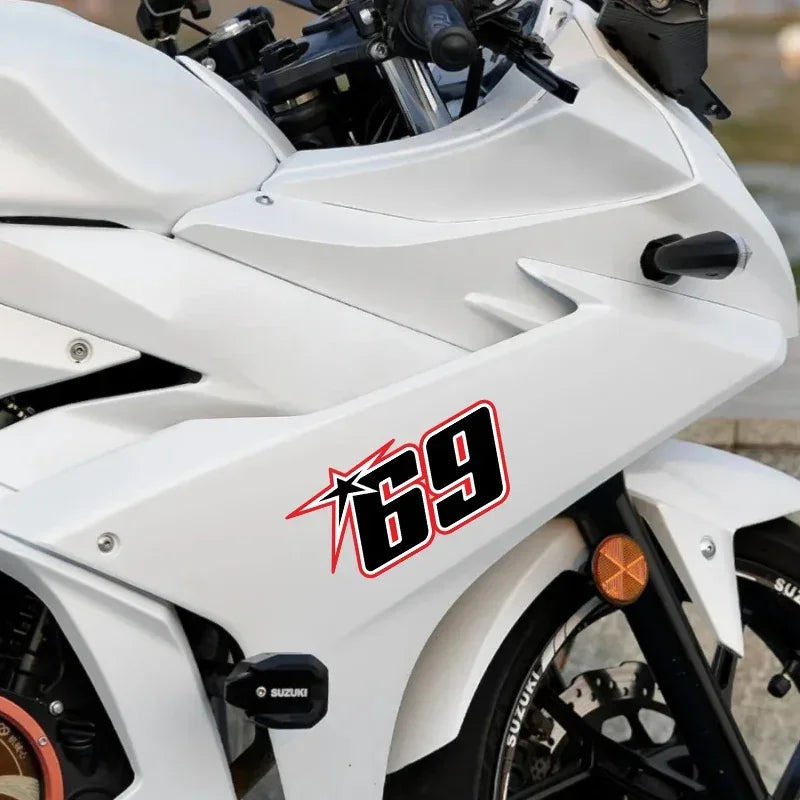 Racing Number Motorcycle Helmet Stickers Motorbike Fuel Tank Side