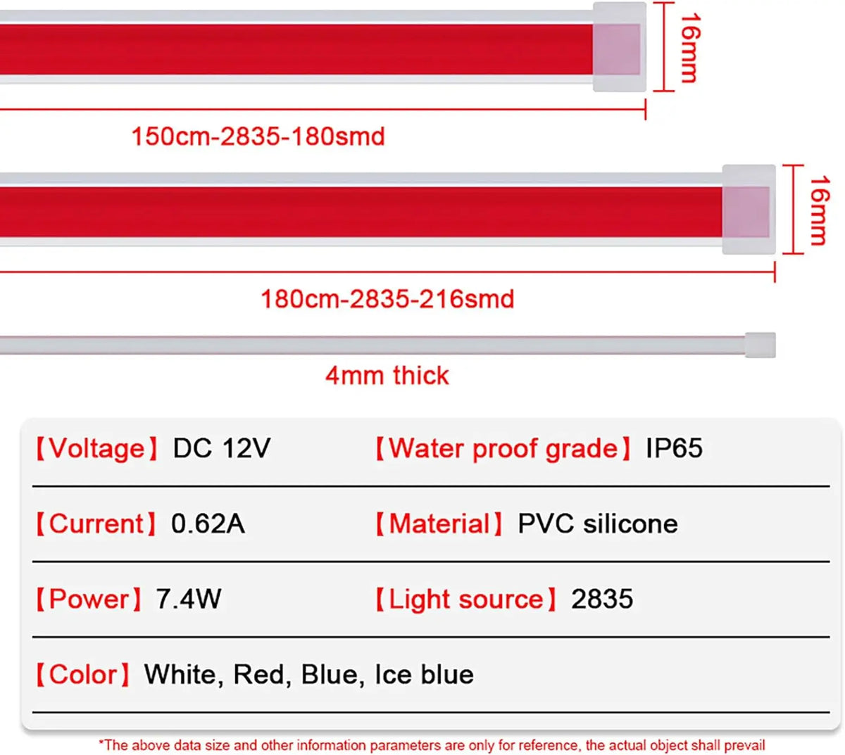 12V Hood Daytime Running Ambient Neon Strip Waterproof Scan