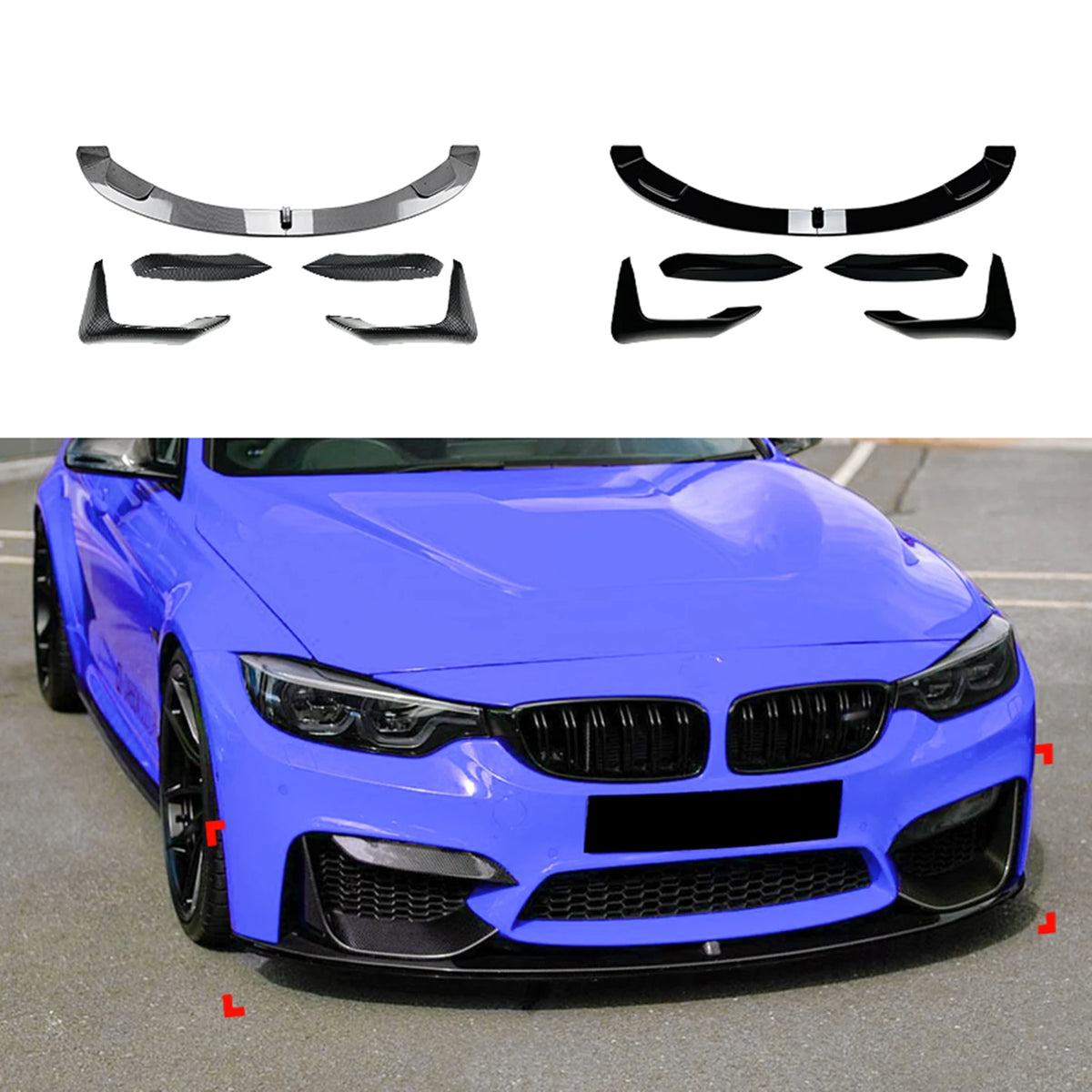 For 2015-20 BMW F80 M3 F83 Front Bumper lip+side Diffuser