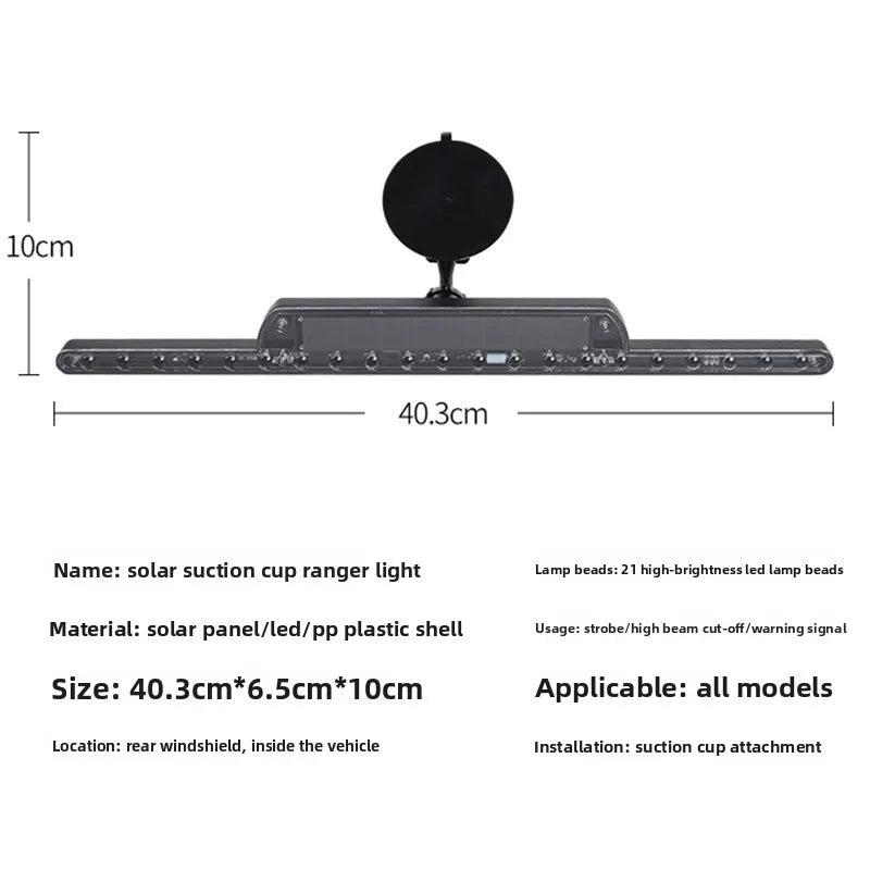 For Auto Solar Strobe Emergency Windshield Flash Warning RGB