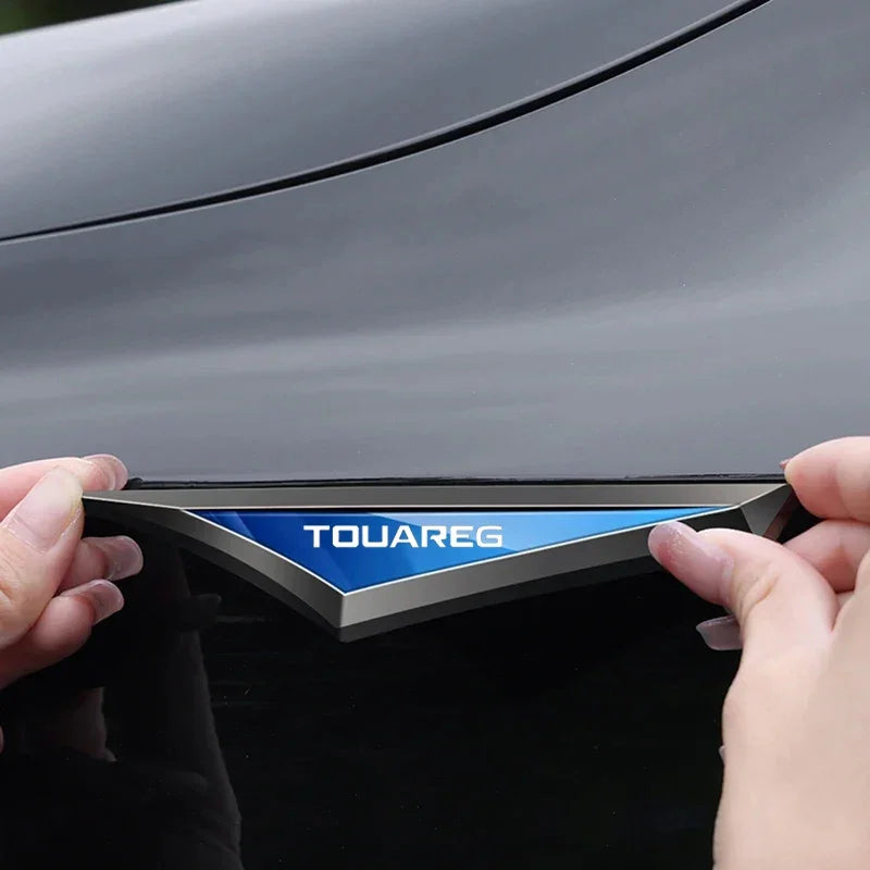 For Volkswagen VW Touareg 3D Alloy 2PCS Knife Emblem Body Side