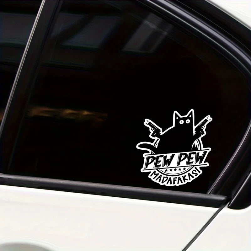 For Laptop Water Bottle Phone Pew Madafakas Cat Guns Vinyl
