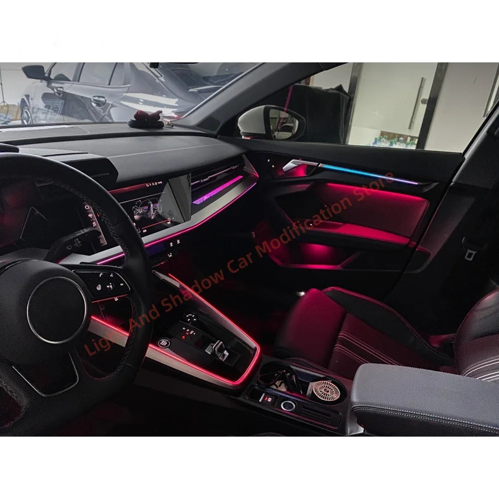 For Audi A3 Ambient Interior Lighting Upgraded Carbon Fiber Wood