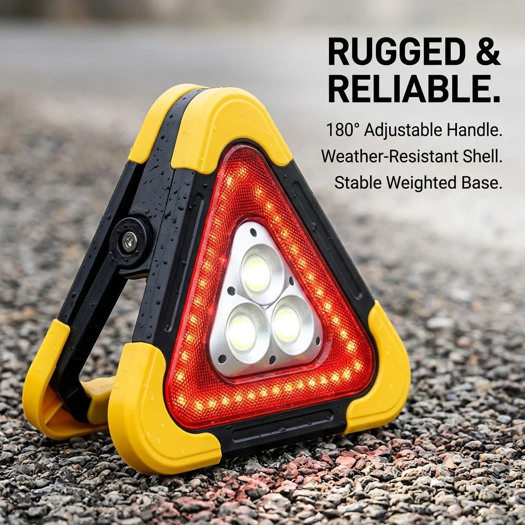 Emergency Warning Triangle Solar Powered Reflective Sign