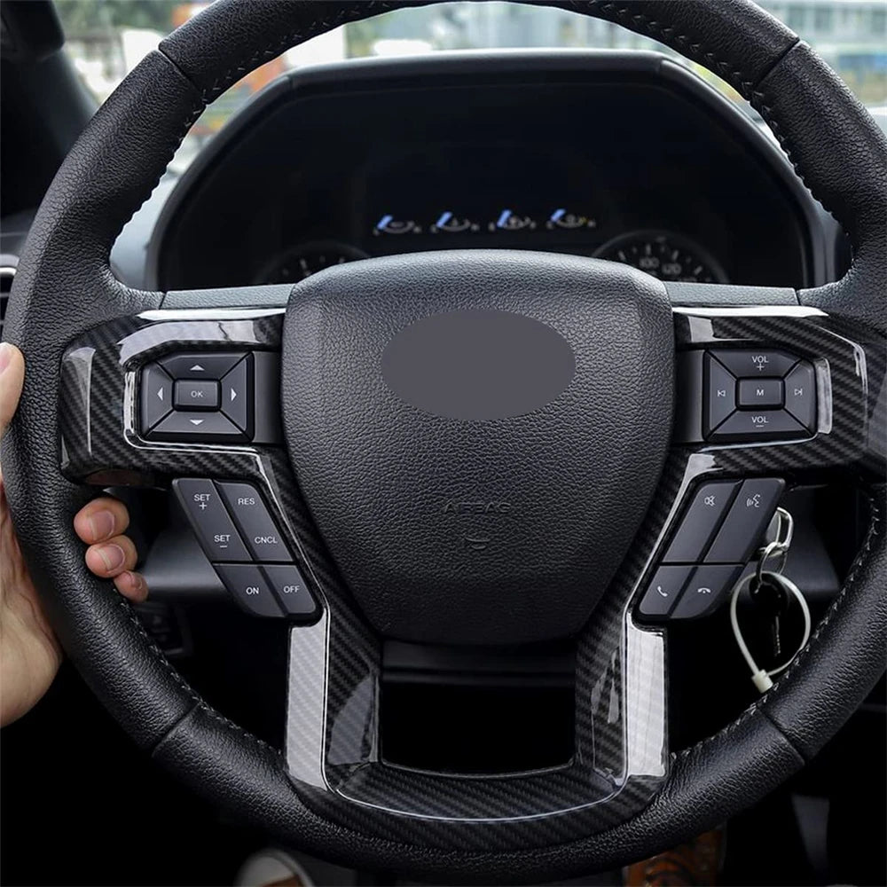 For Ford F150 2015 - 2020 ABS Carbon Fiber Steering Wheel Cover