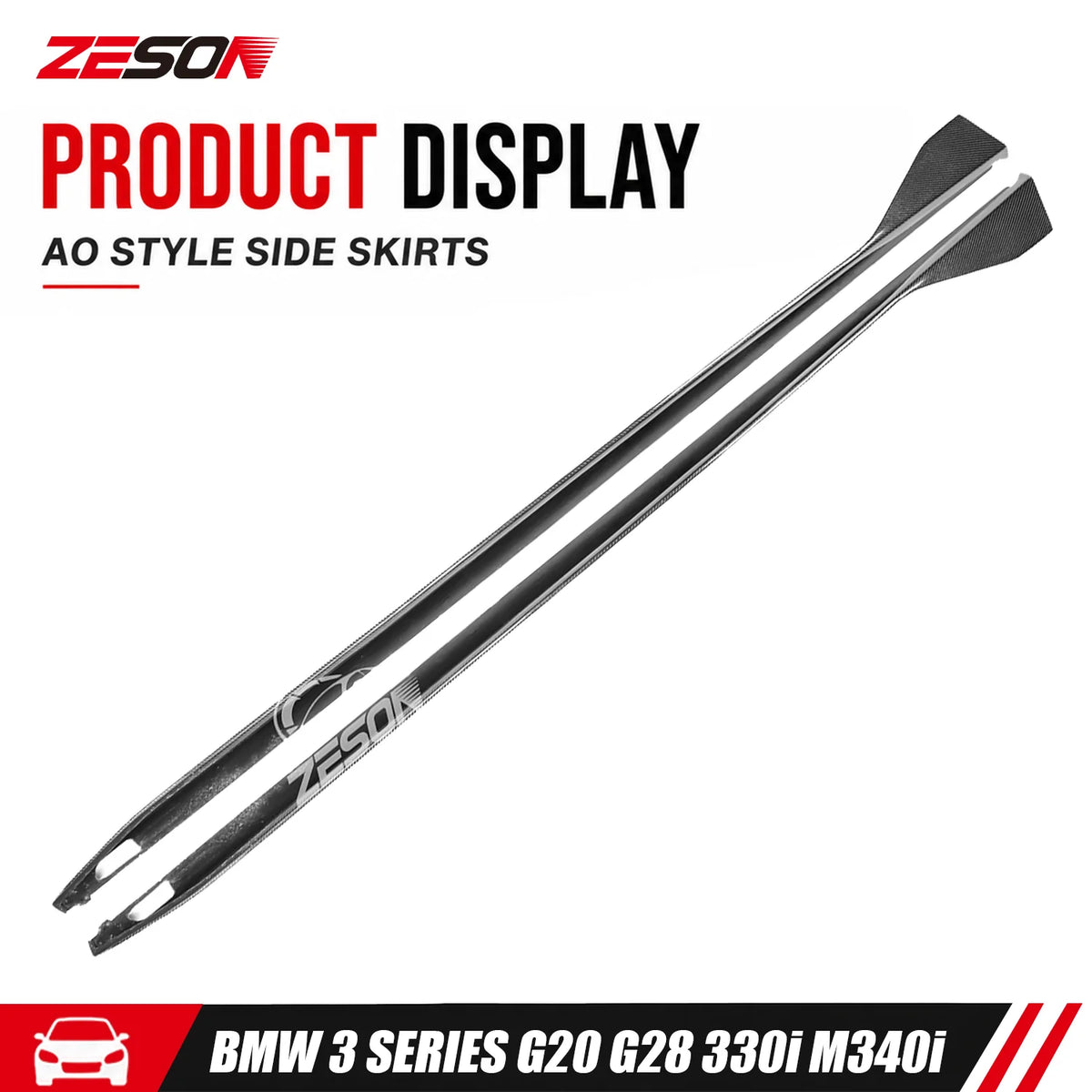 For BMW 3 Series G20 325I Zeson Real Carbon Fiber Side Skirts Ad