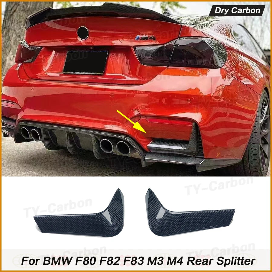 For BMW F80 F82 F83 M3 2PCS Dry Carbon Fiber Rear Bumper Lip