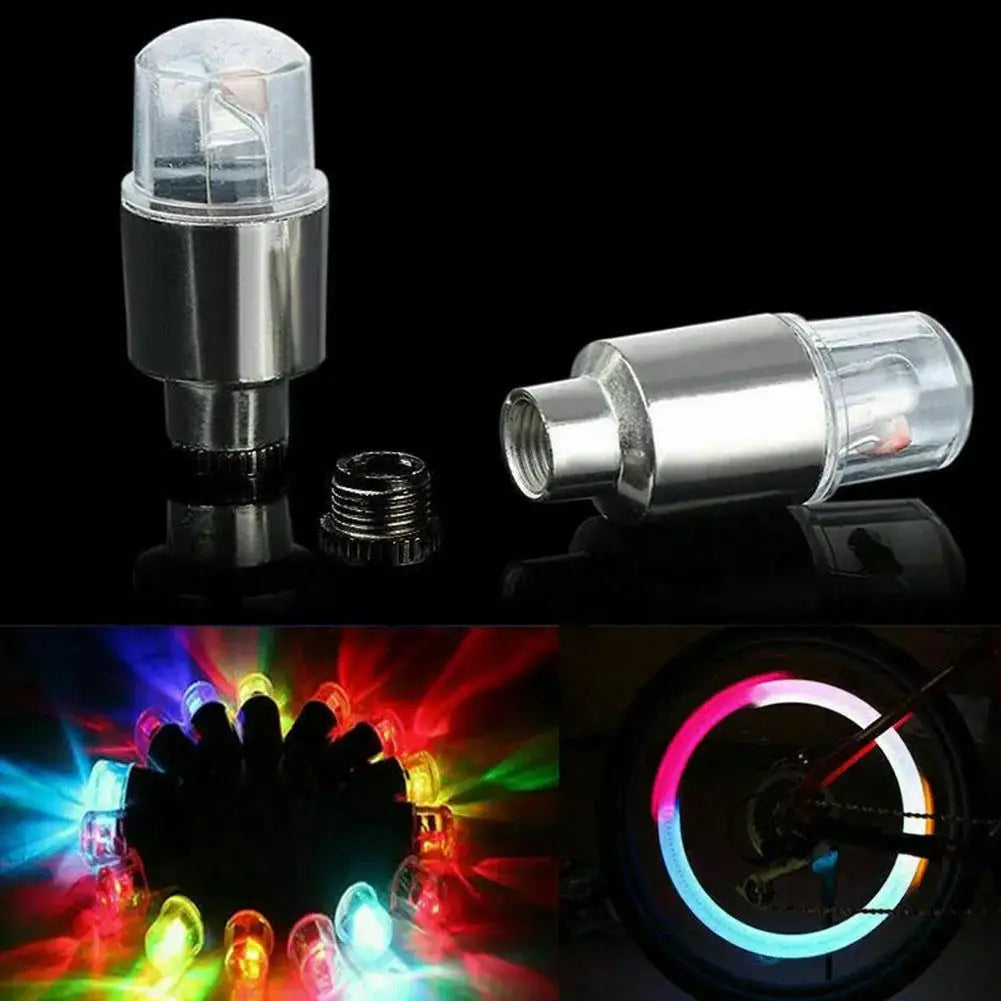 Wheel Bicycle Valve Neon Colorful Tire Cover Flashing Bulb