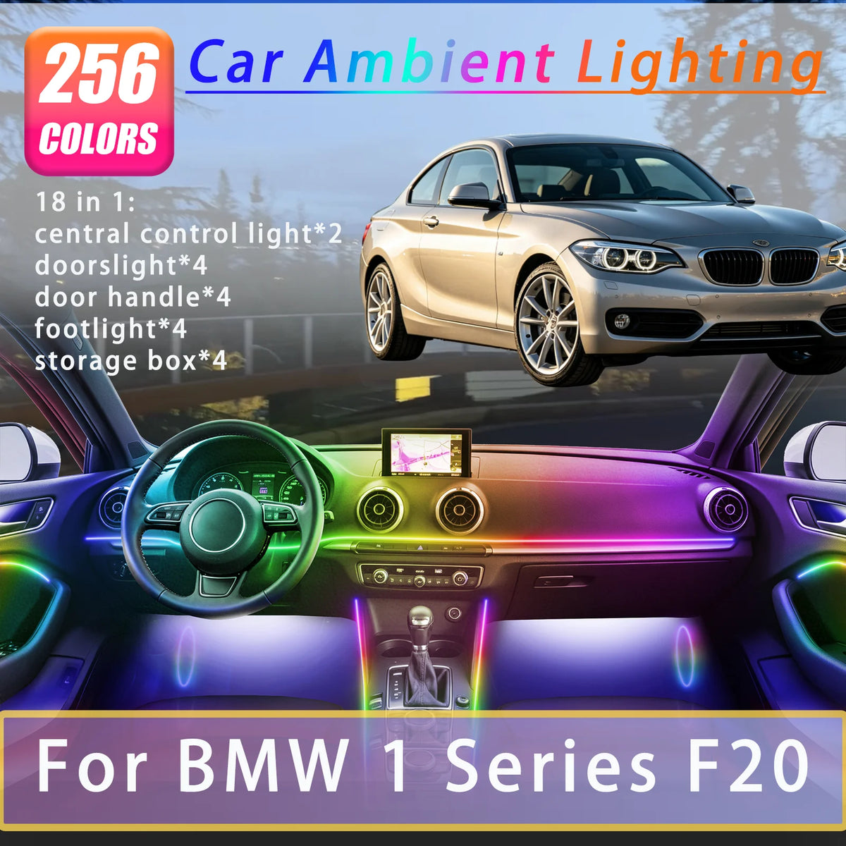For BMW 1 Series F20 Interior Ambient Strips Breathing Lighting
