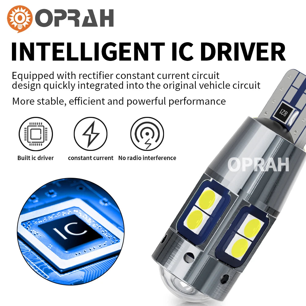 Oprah 5PCS T10 W5W Canbus No Error 3030SMD Interior