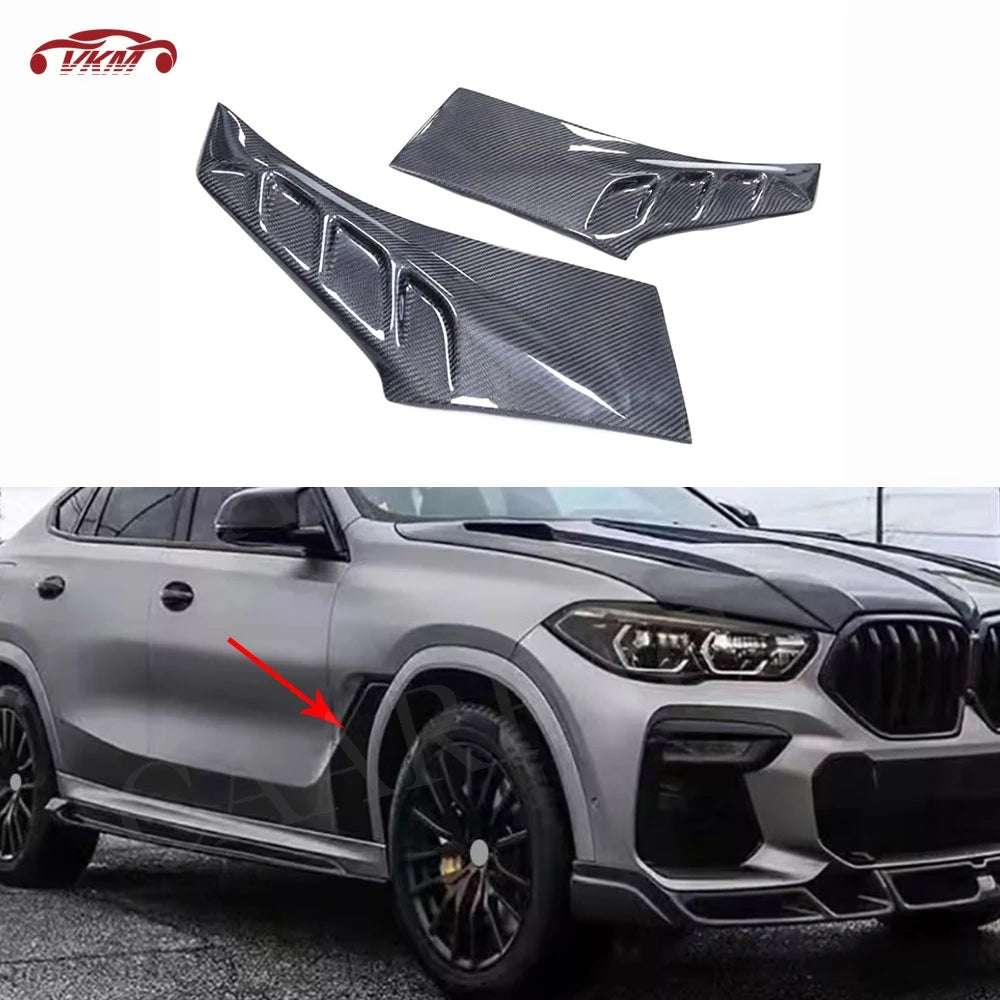 For BMW F96 X6 2019 2020 Front Fender Vent Fin Gill Trim Carbon