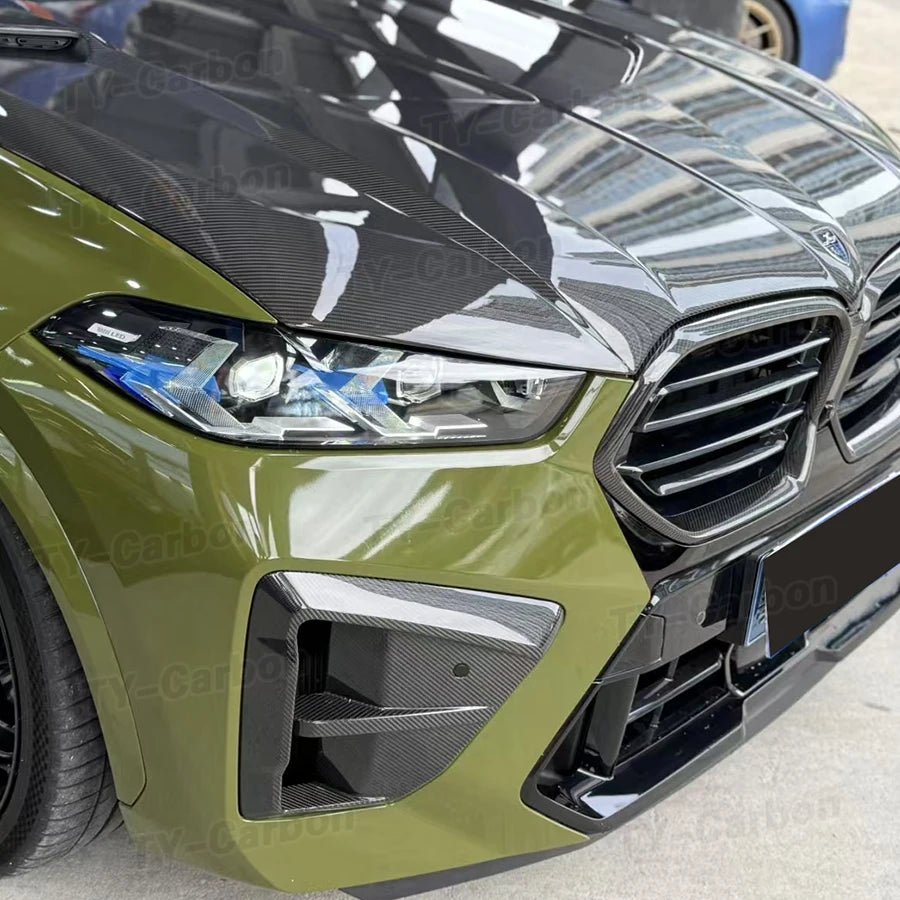 For BMW F95 X5M X6M F96 Dry Carbon Fiber Front Air Vent Trim