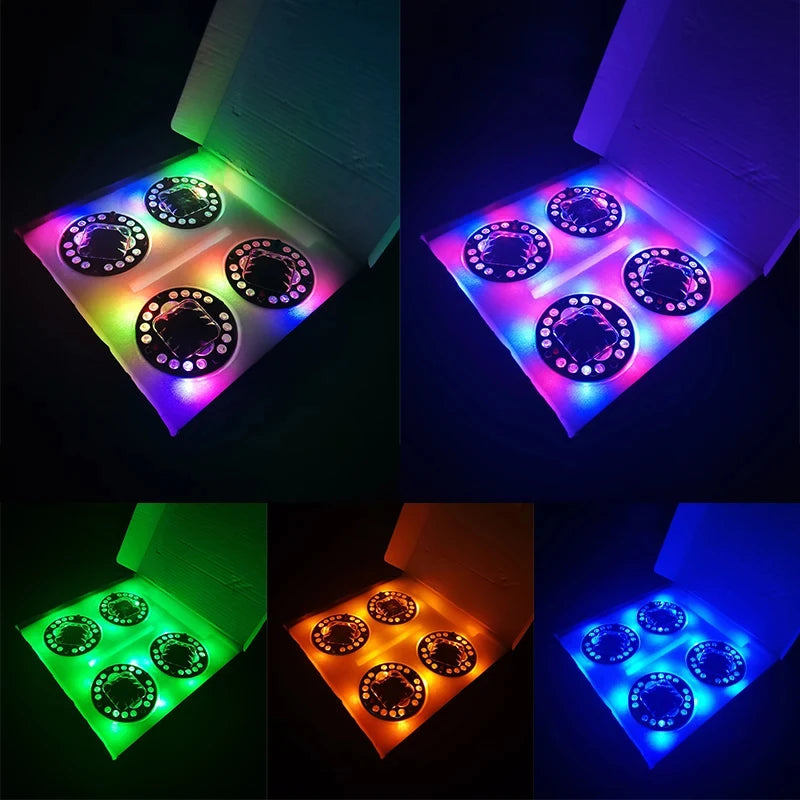 4PCS Wheel RGB Ambient Remote Control Flash Hub Solar