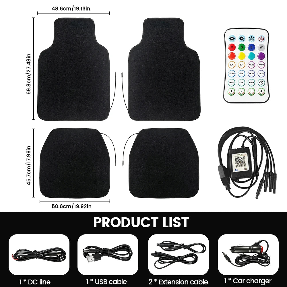 Starlight Floor Mats APP Control Design anti-slip Black Carpet