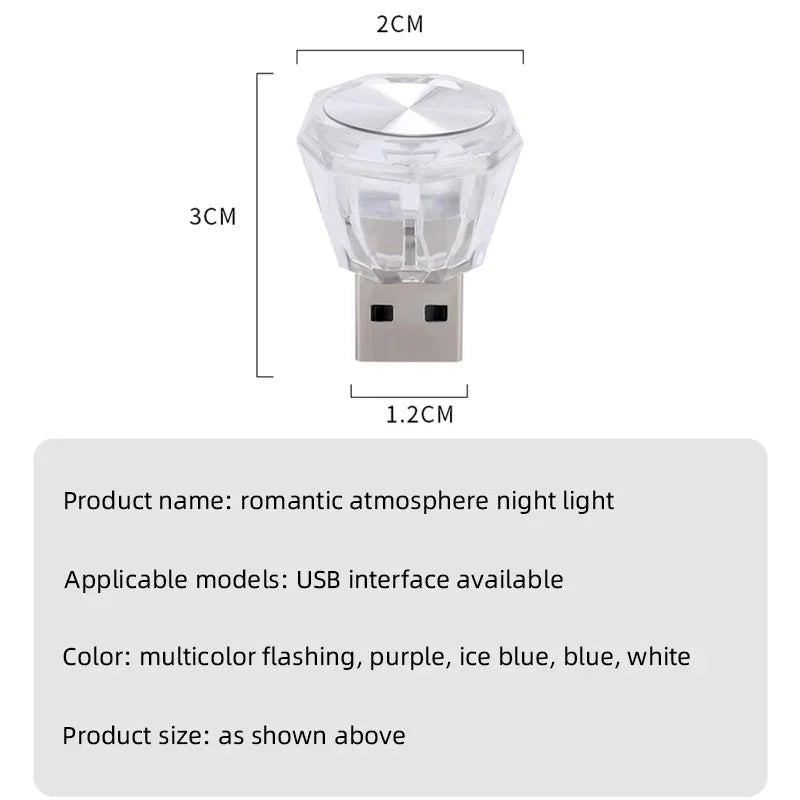 USB Interior MINI Atmosphere Night Indoor Ambient Lighting Strobe