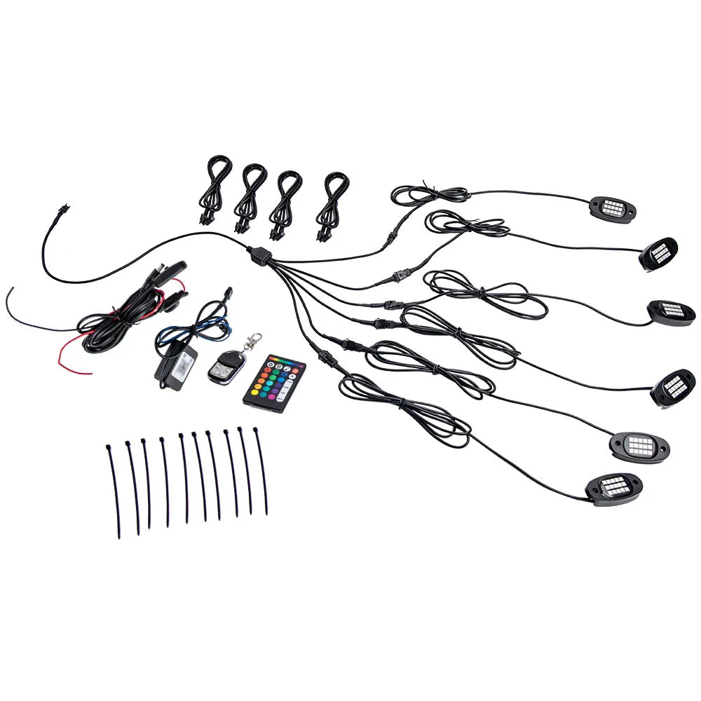 For Pickup ATV RGB Rock Pods APP Control SUV Truck X6 6PCS