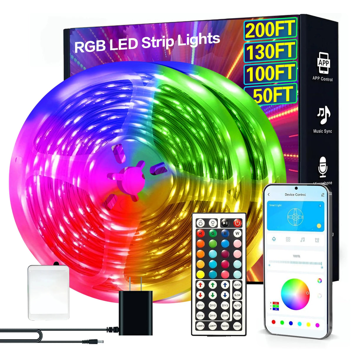 For Bedroom Home Kitchen Party Room 100 130 200FT RGB Smart