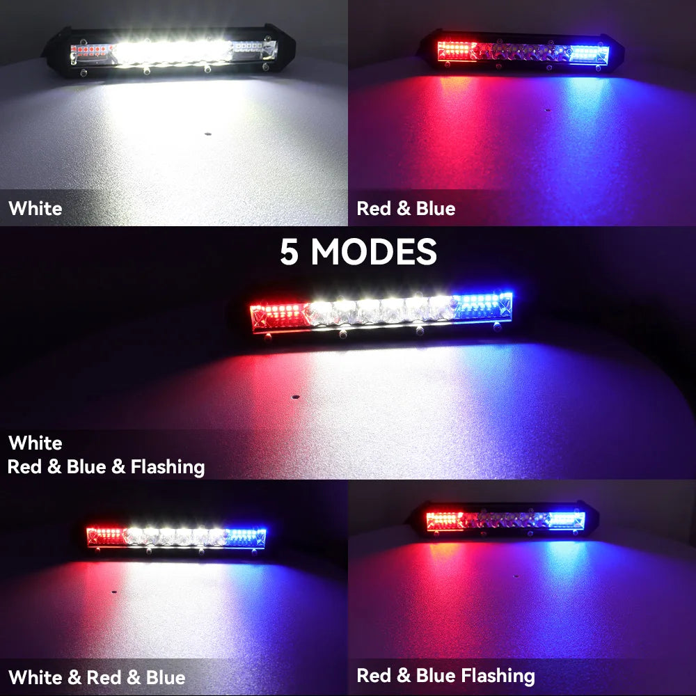 Inch Work Red Blue Combo Strobe Warning Driving Bar