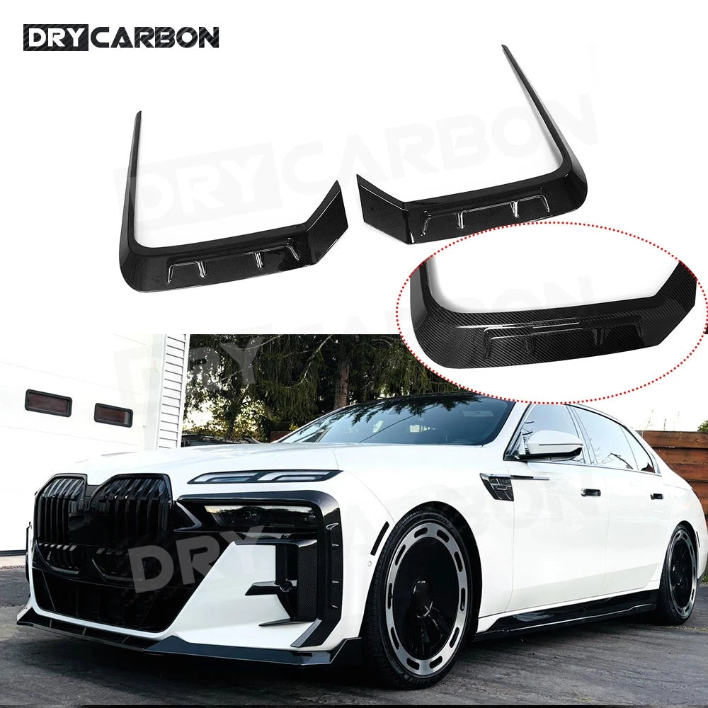 For BMW G70 2023+ Dry Carbon Fiber Front Bumper Air Vent Trim