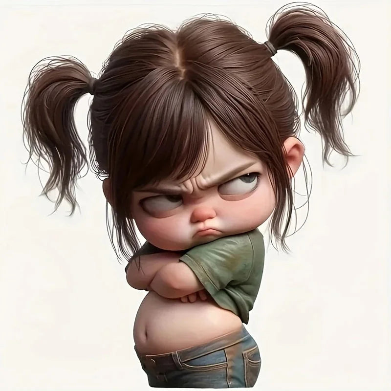 13x15cm Angry Girl Sticker self-adhesive Vinyl Decal Scratch